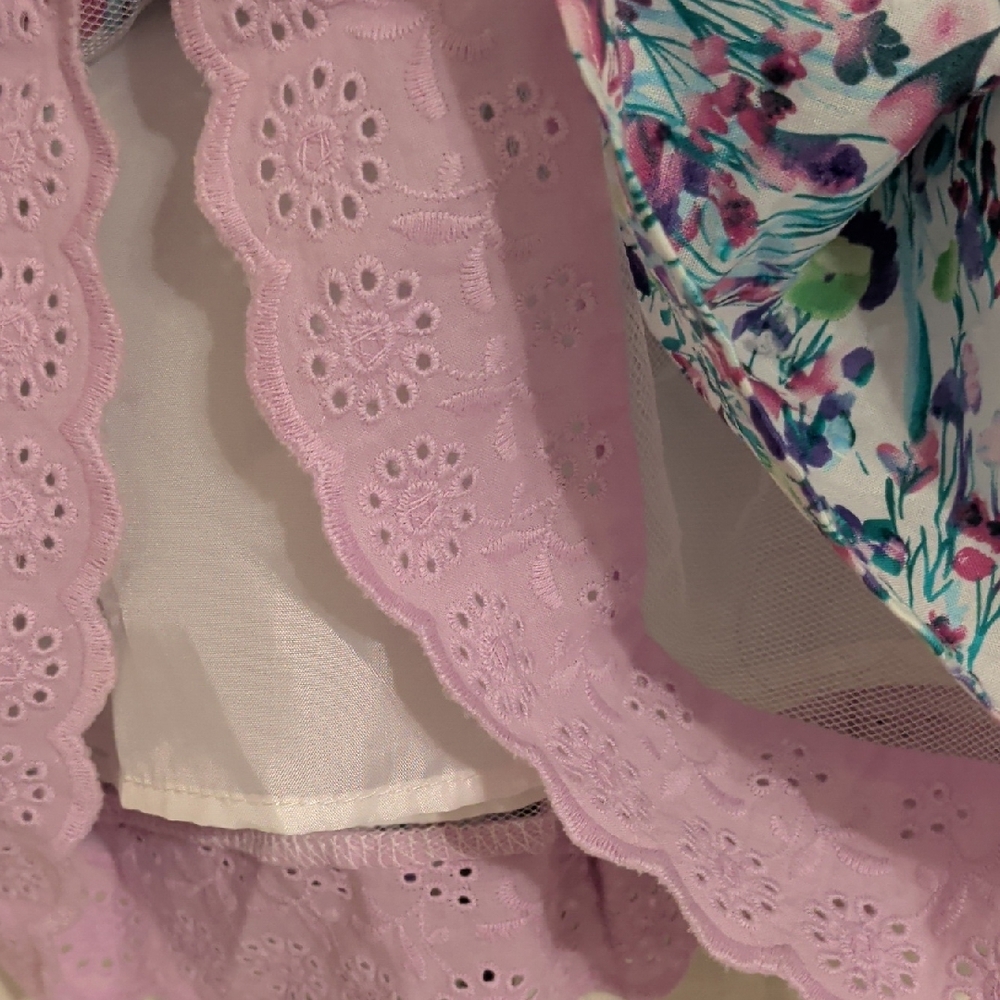 Easter 🐰🐣Blueberi Boulevard Floral Sleeveless Dress with Pink Satin Waist Bow - Picture 5 of 7